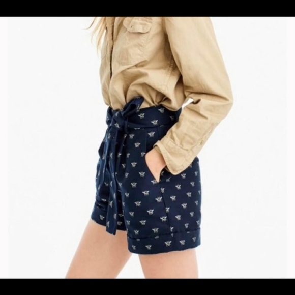 J Crew  embroidered bee shorts size 4 - Picture 3 of 5